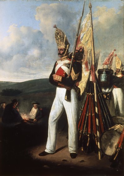 Soldato di fanteria del reggimento Pavlovsky russo al tempo della battaglia di Borodino durante la guerra del 1812 con Napoleone da Unknown